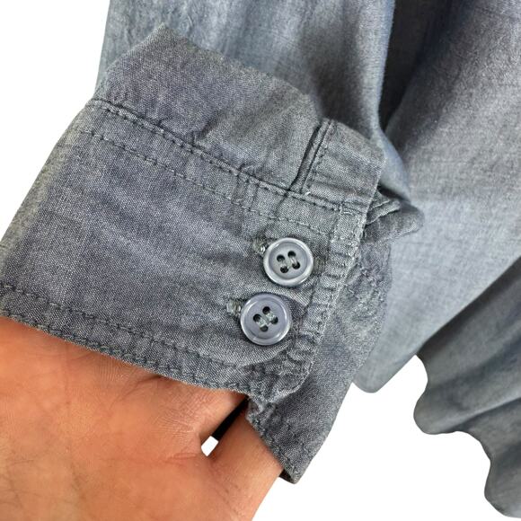 Andrea Jovine AJ 100% Cotton Roll Tab Sleeve Button Up Shirt Minimal Coastal L - Picture 3 of 7